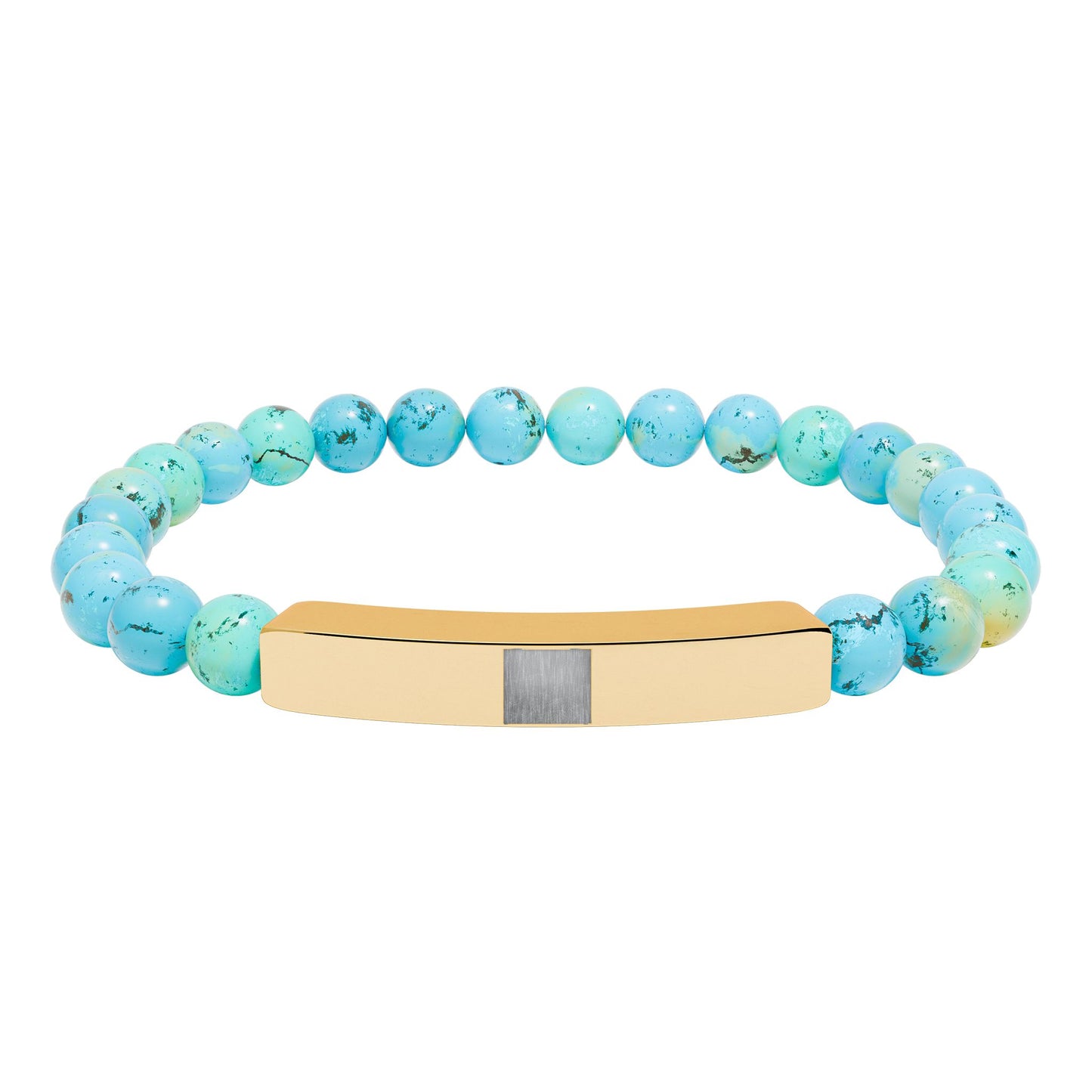 Engravable Natural Stone Stretch Bracelet — Beaded Bar Bracelet (Custom Engraving)