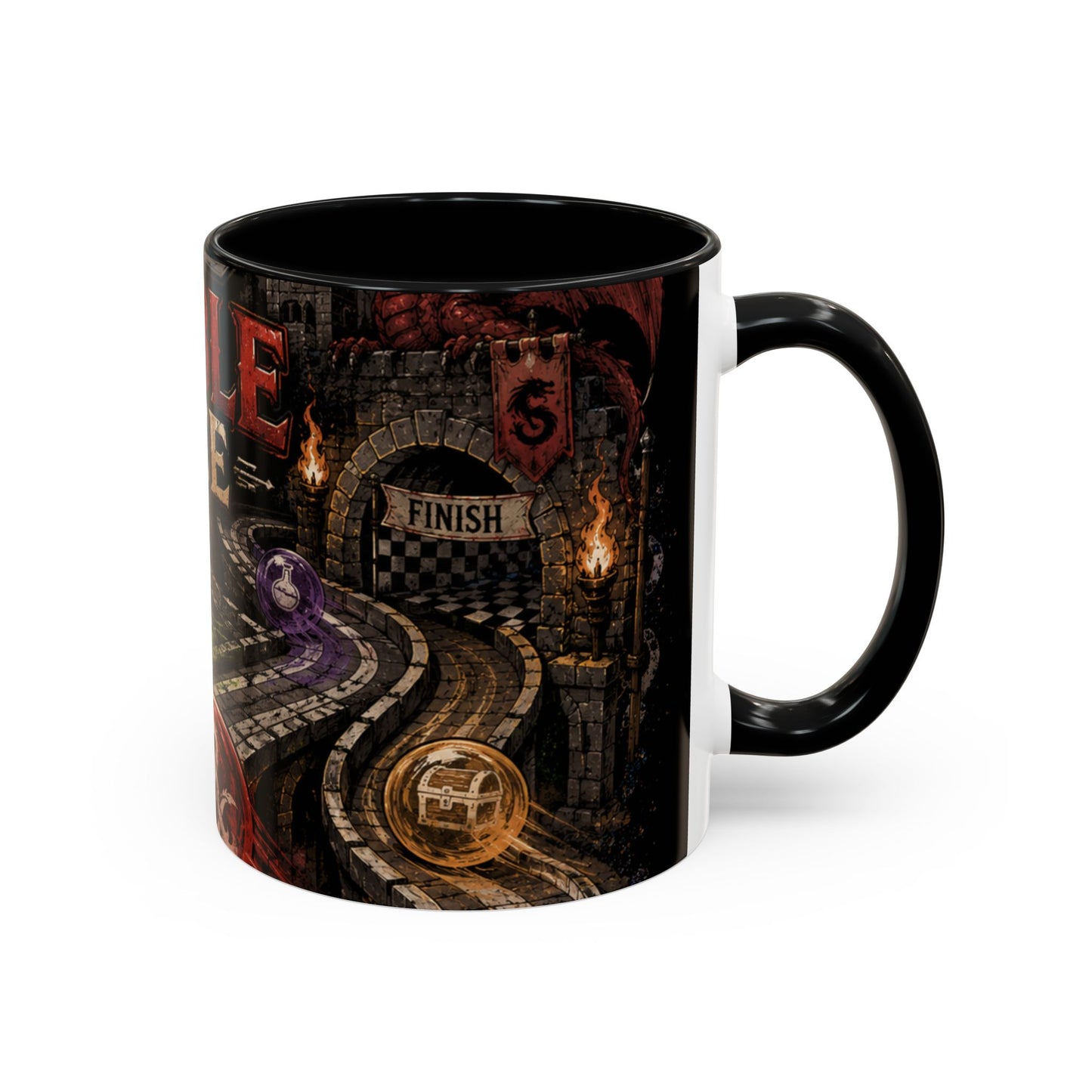 Marble Race Accent Coffee Mug — Vintage Board Game Racing Design (11/15oz)