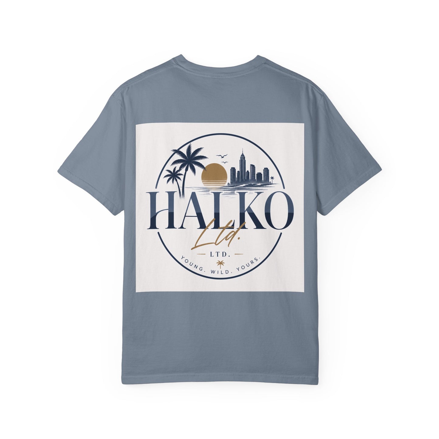 Halko Beach Logo T-Shirt — Sunset Palm Graphic Tee