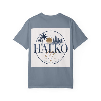 Halko Beach Logo T-Shirt — Sunset Palm Graphic Tee