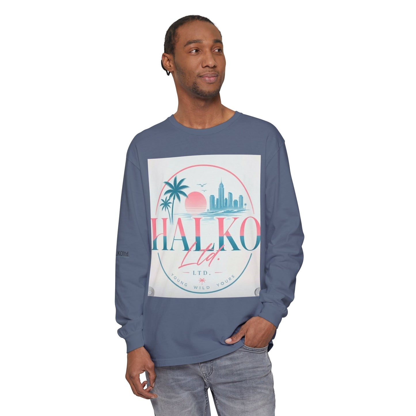 Retro Beach Graphic Long Sleeve T-Shirt — Halko LTD Coastal Sunset Design