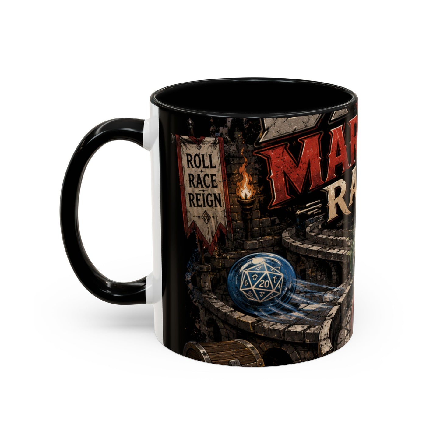 Marble Race Accent Coffee Mug — Vintage Board Game Racing Design (11/15oz)
