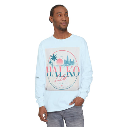 Retro Beach Graphic Long Sleeve T-Shirt — Halko LTD Coastal Sunset Design