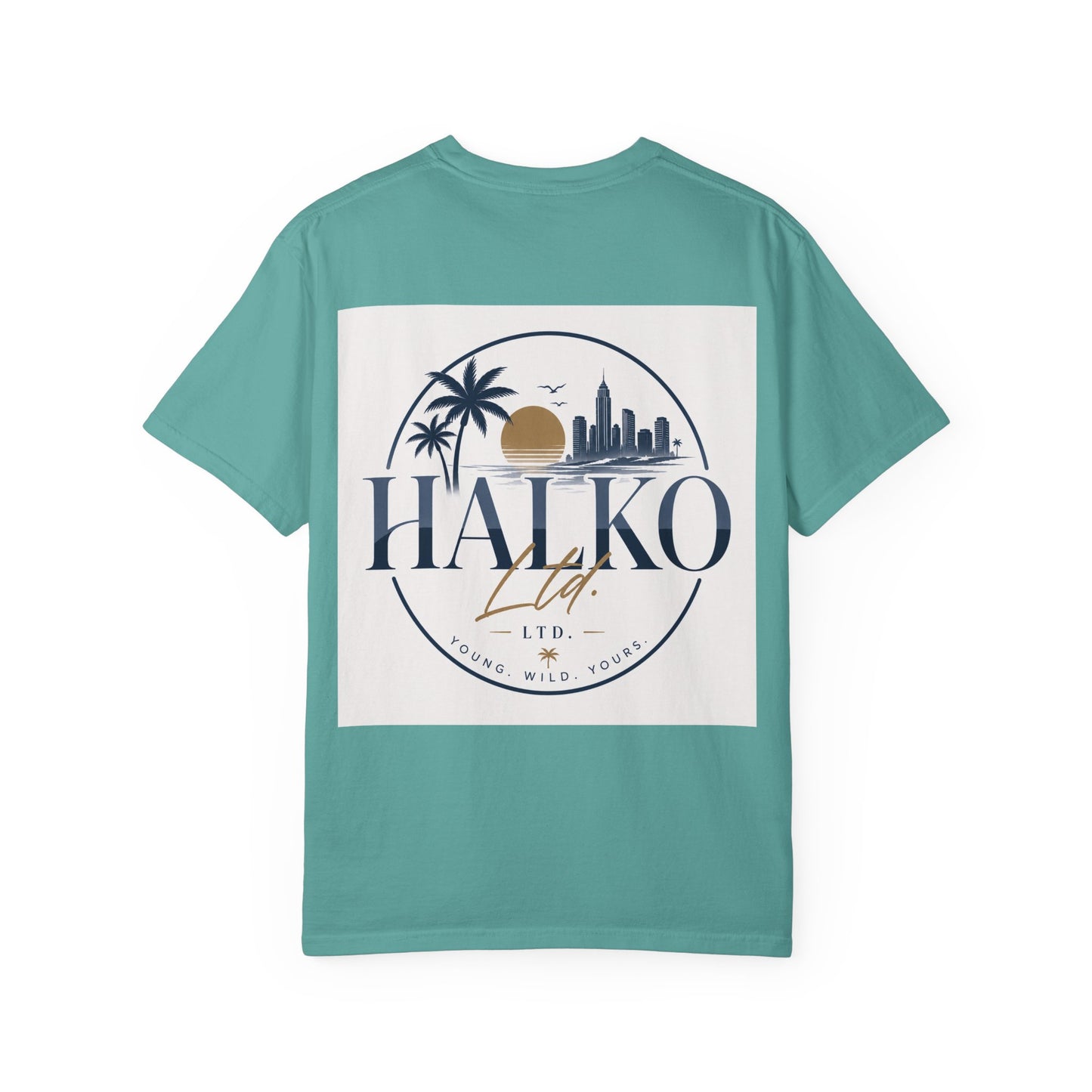 Halko Beach Logo T-Shirt — Sunset Palm Graphic Tee