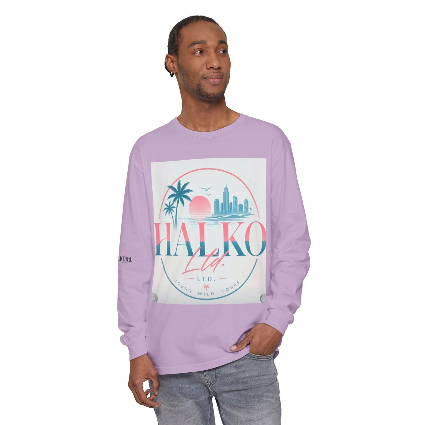 Retro Beach Graphic Long Sleeve T-Shirt — Halko LTD Coastal Sunset Design