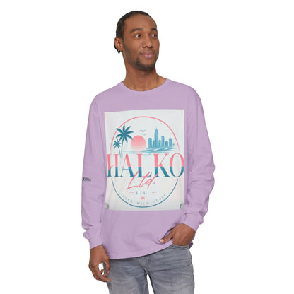 Retro Beach Graphic Long Sleeve T-Shirt — Halko LTD Coastal Sunset Design