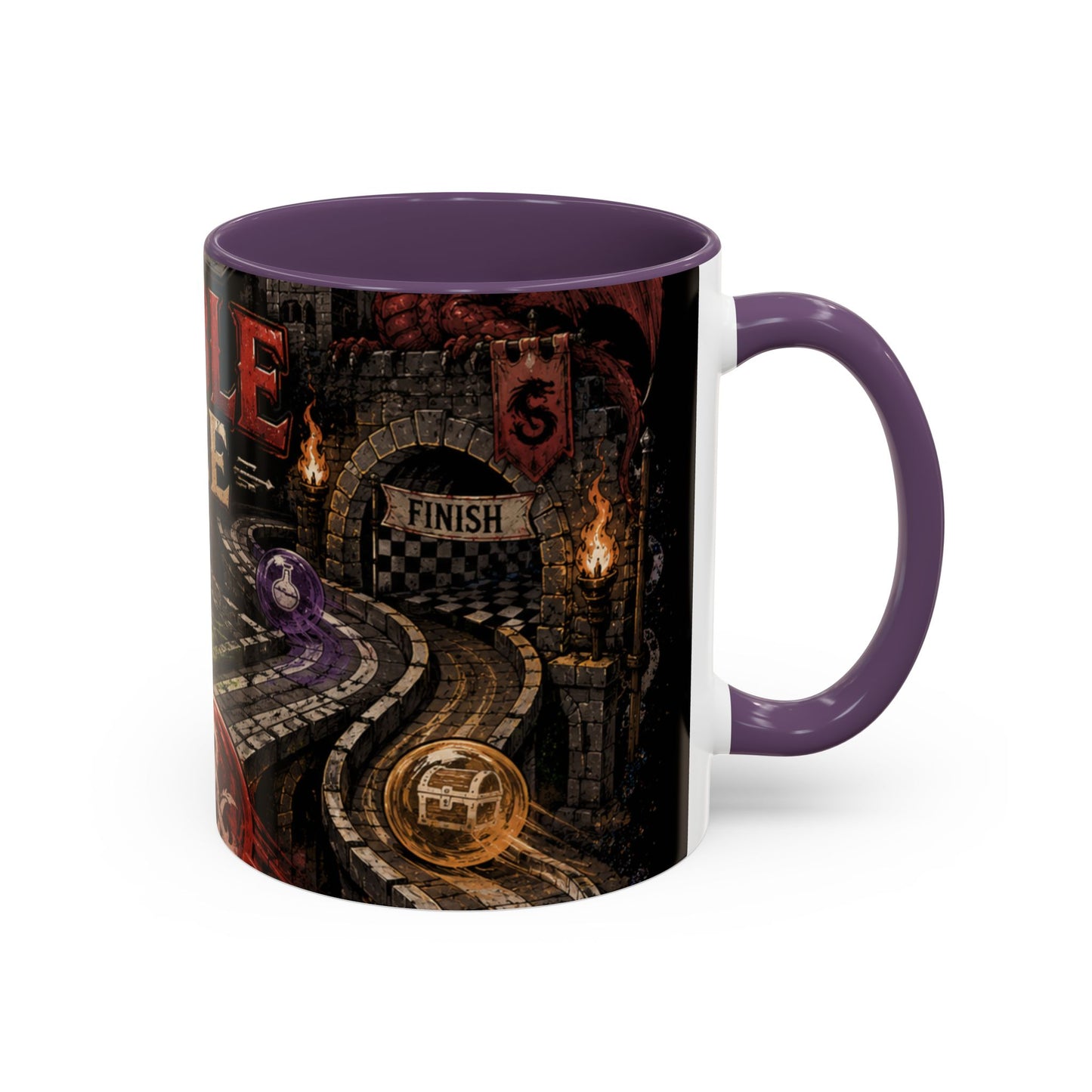 Marble Race Accent Coffee Mug — Vintage Board Game Racing Design (11/15oz)