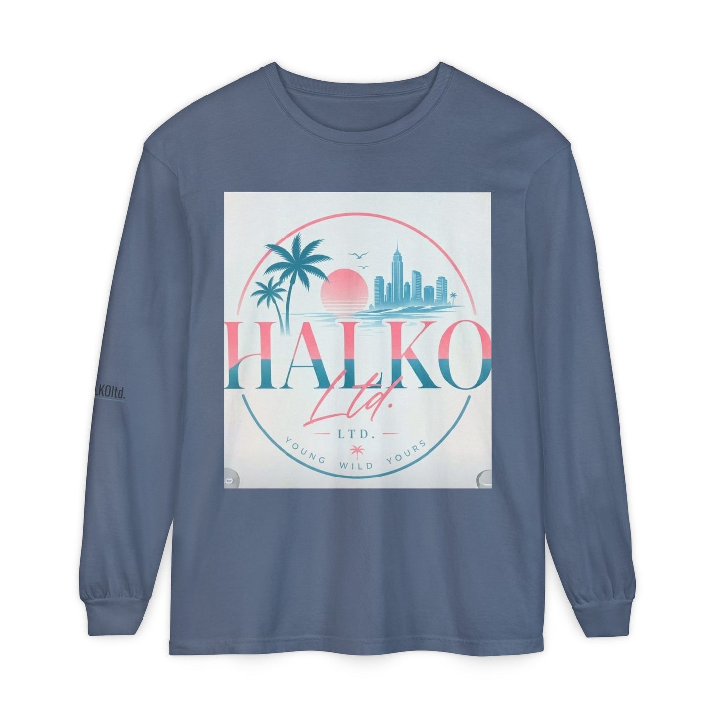 Retro Beach Graphic Long Sleeve T-Shirt — Halko LTD Coastal Sunset Design