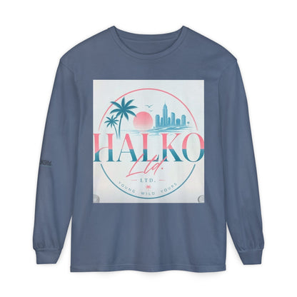 Retro Beach Graphic Long Sleeve T-Shirt — Halko LTD Coastal Sunset Design