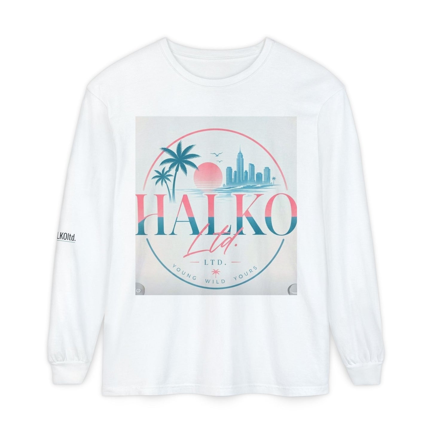 Retro Beach Graphic Long Sleeve T-Shirt — Halko LTD Coastal Sunset Design