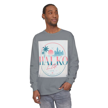 Retro Beach Graphic Long Sleeve T-Shirt — Halko LTD Coastal Sunset Design