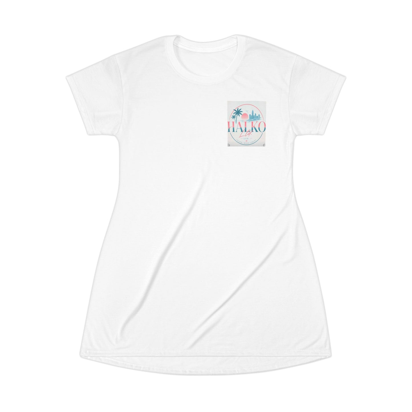 T‑Shirt Dress — "TANKO" Beach Palm Pocket Graphic Summer Dress