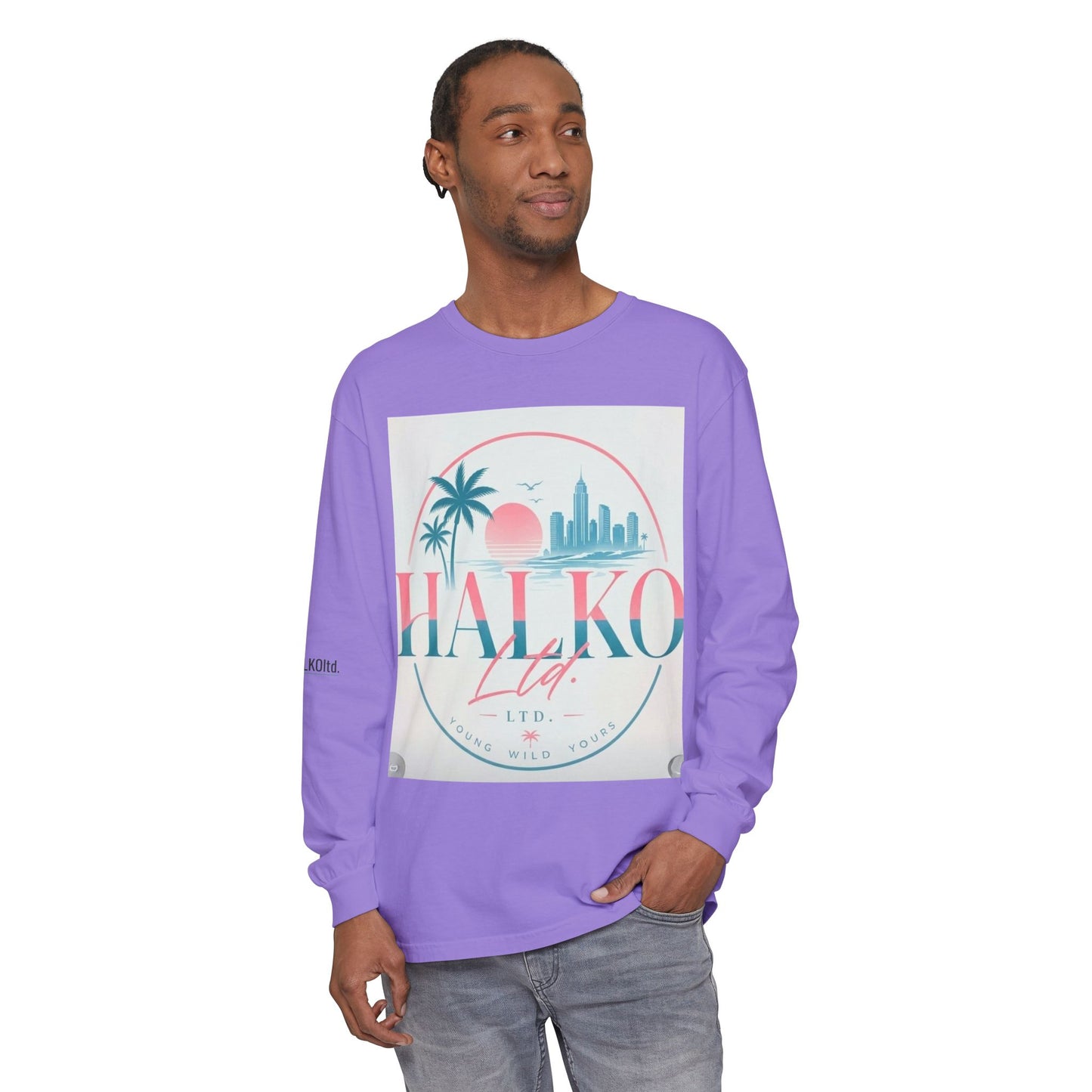Retro Beach Graphic Long Sleeve T-Shirt — Halko LTD Coastal Sunset Design