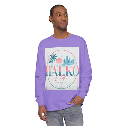 Retro Beach Graphic Long Sleeve T-Shirt — Halko LTD Coastal Sunset Design