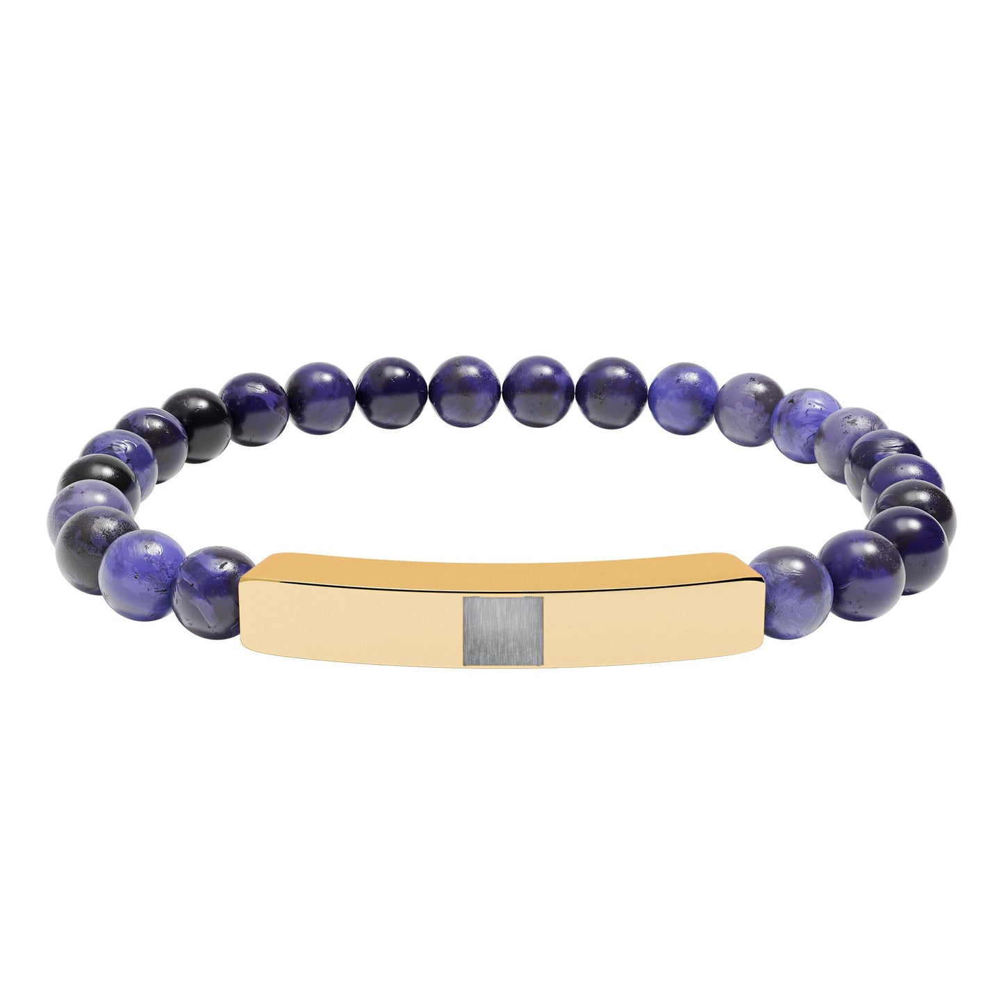 Engravable Natural Stone Stretch Bracelet — Beaded Bar Bracelet (Custom Engraving)