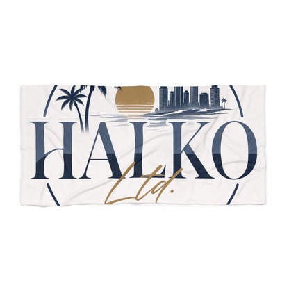 HALKO Ltd. Beach Towel – Coastal Palm Sunset Logo Towel