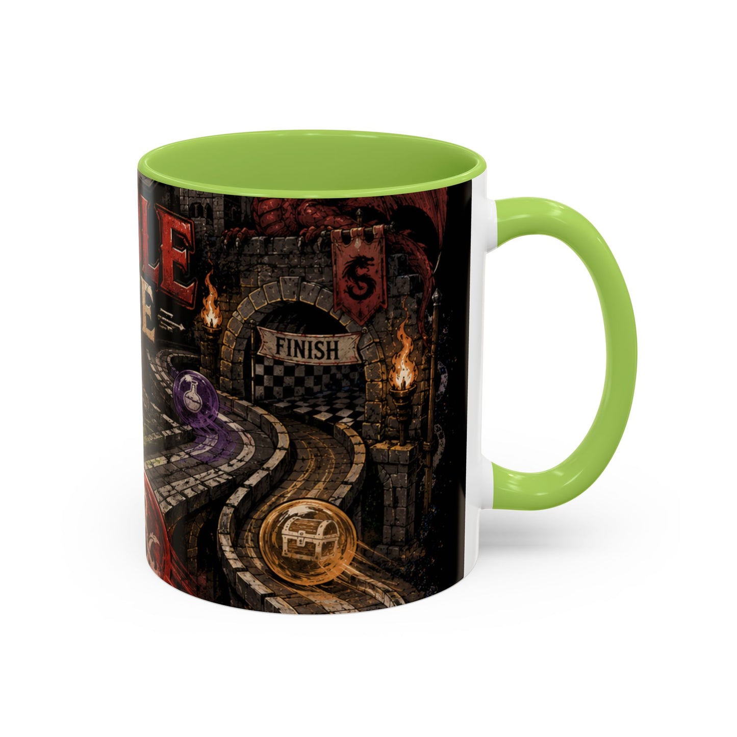 Marble Race Accent Coffee Mug — Vintage Board Game Racing Design (11/15oz)