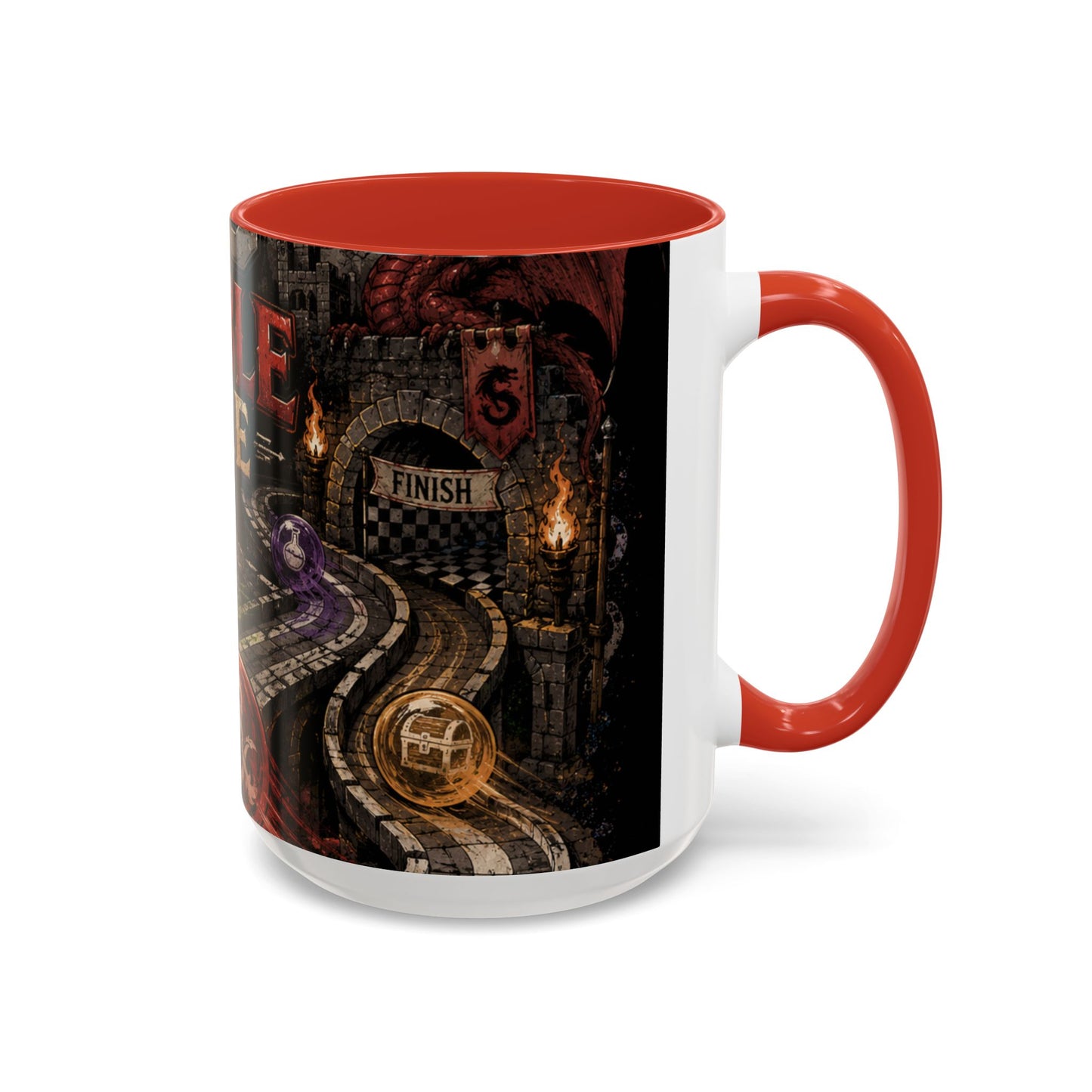 Marble Race Accent Coffee Mug — Vintage Board Game Racing Design (11/15oz)