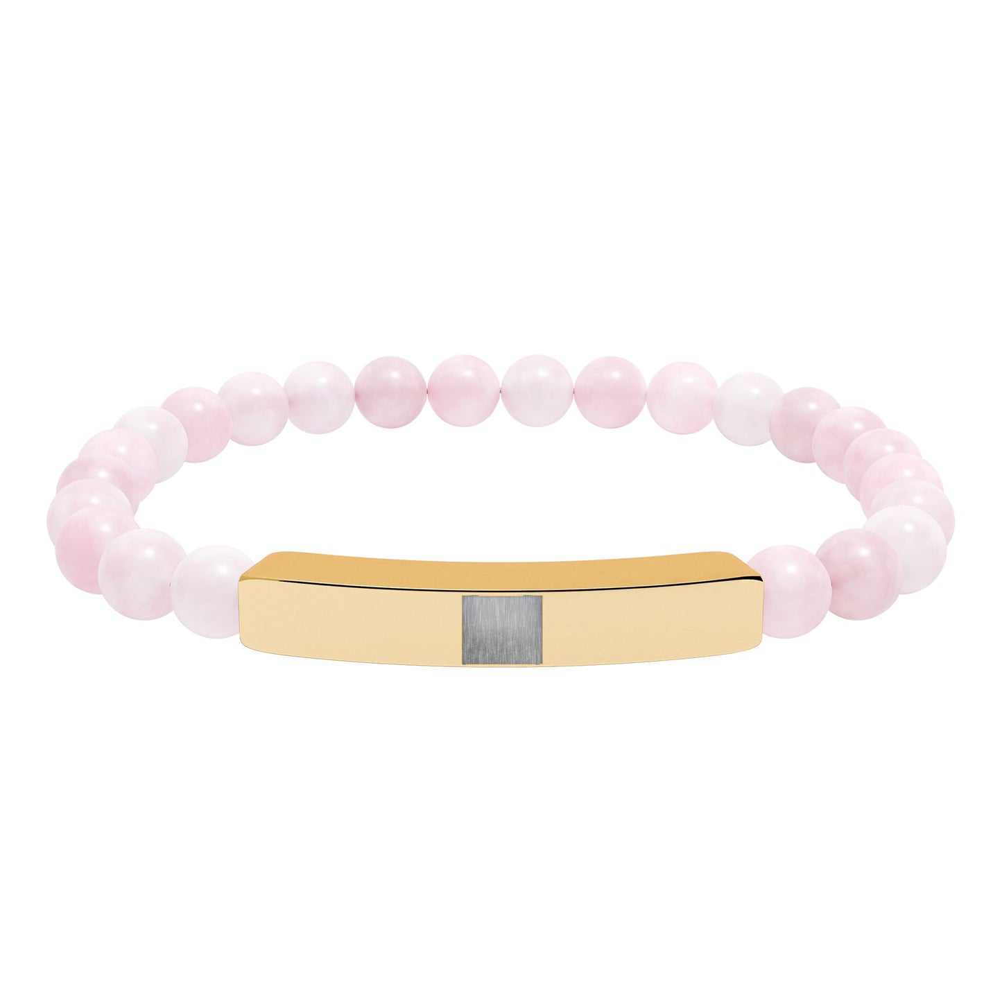 Engravable Natural Stone Stretch Bracelet — Beaded Bar Bracelet (Custom Engraving)