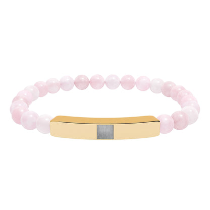 Engravable Natural Stone Stretch Bracelet — Beaded Bar Bracelet (Custom Engraving)