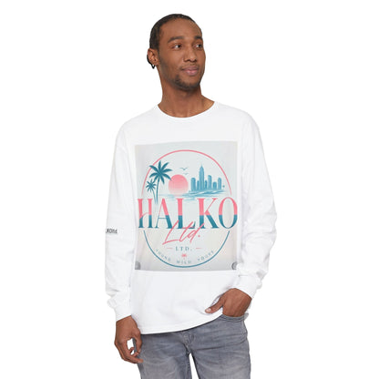 Retro Beach Graphic Long Sleeve T-Shirt — Halko LTD Coastal Sunset Design