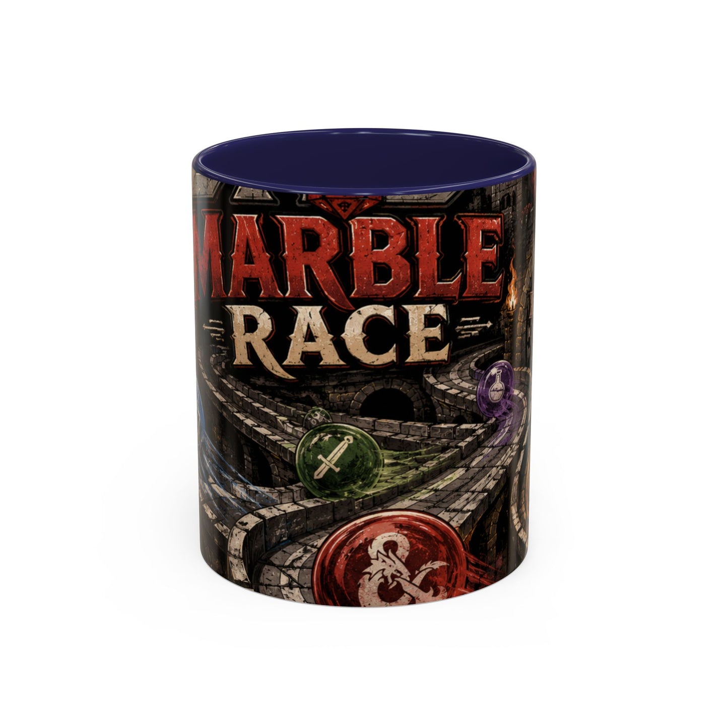 Marble Race Accent Coffee Mug — Vintage Board Game Racing Design (11/15oz)