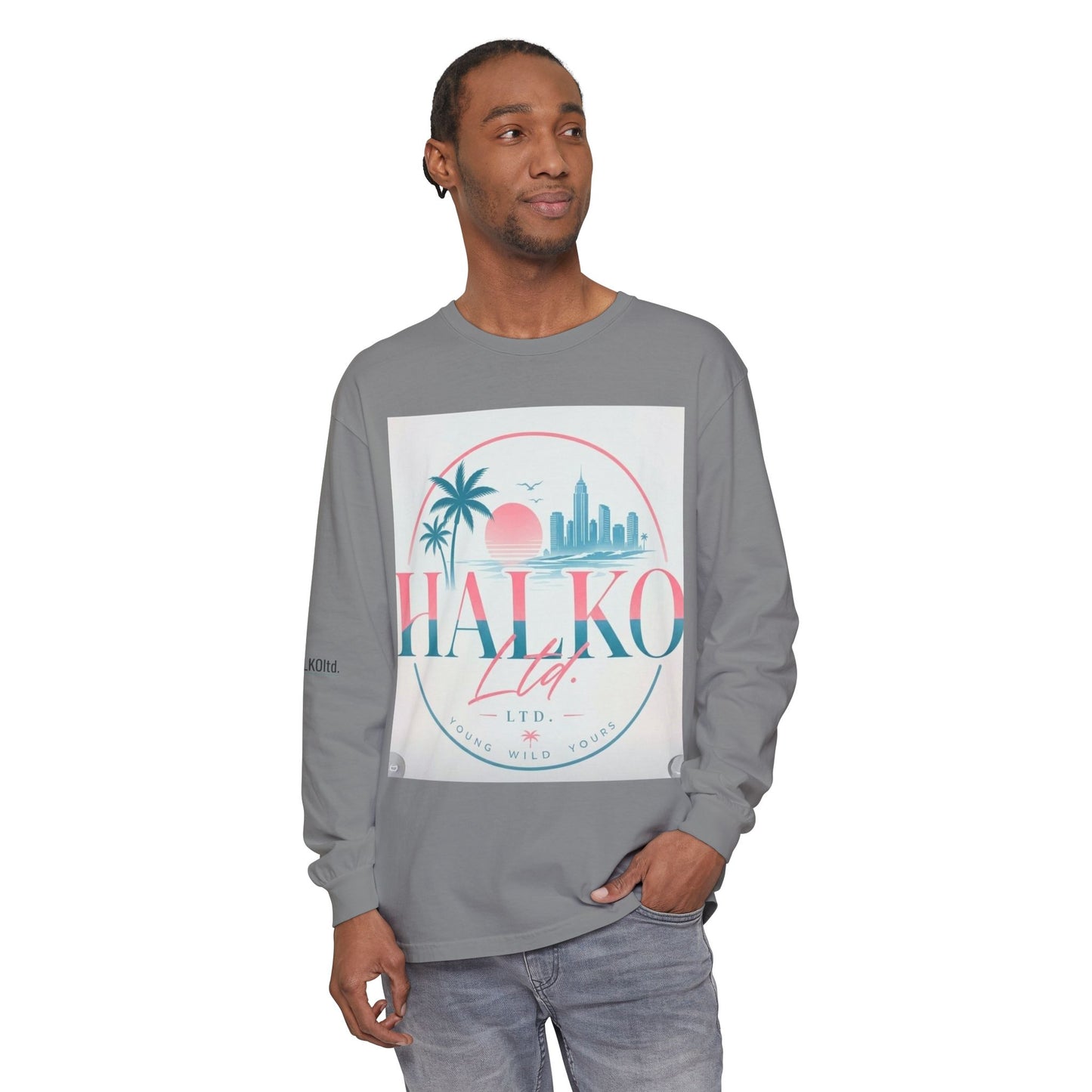 Retro Beach Graphic Long Sleeve T-Shirt — Halko LTD Coastal Sunset Design