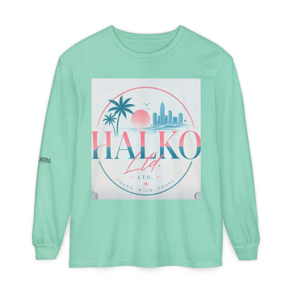 Retro Beach Graphic Long Sleeve T-Shirt — Halko LTD Coastal Sunset Design