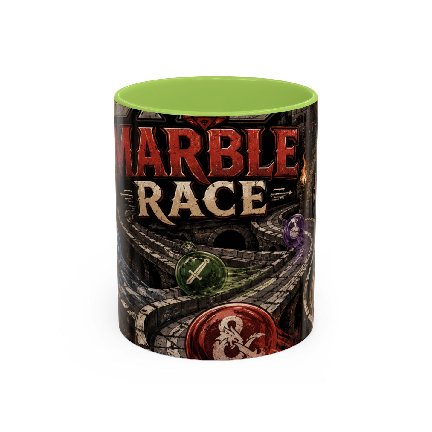 Marble Race Accent Coffee Mug — Vintage Board Game Racing Design (11/15oz)