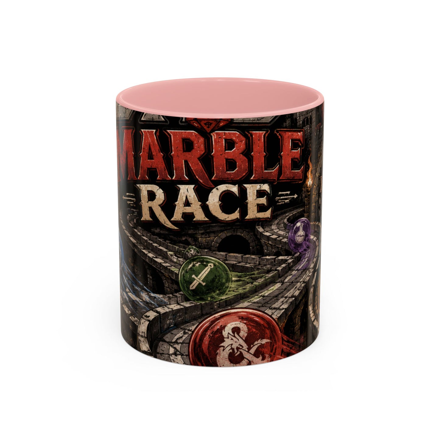 Marble Race Accent Coffee Mug — Vintage Board Game Racing Design (11/15oz)
