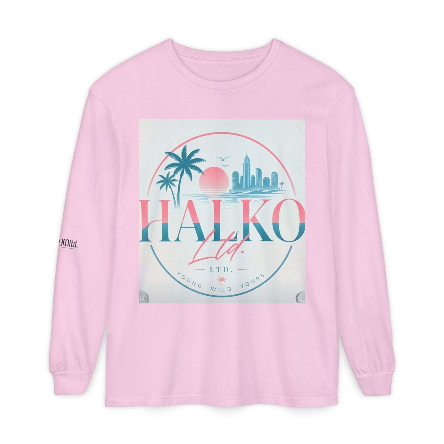 Retro Beach Graphic Long Sleeve T-Shirt — Halko LTD Coastal Sunset Design