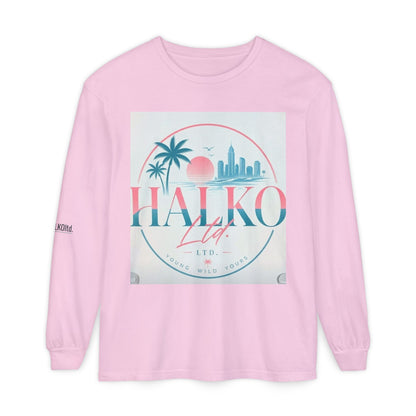 Retro Beach Graphic Long Sleeve T-Shirt — Halko LTD Coastal Sunset Design