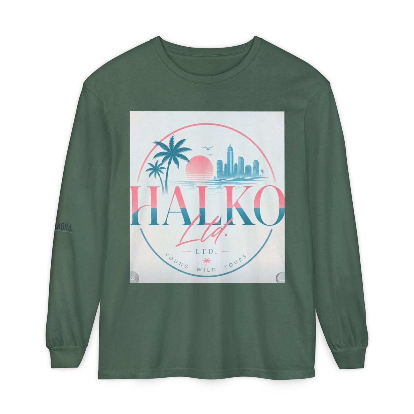 Retro Beach Graphic Long Sleeve T-Shirt — Halko LTD Coastal Sunset Design
