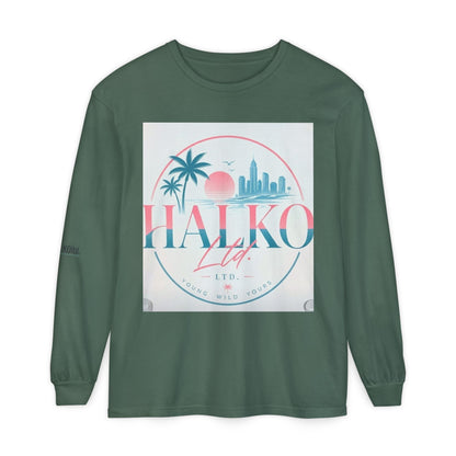 Retro Beach Graphic Long Sleeve T-Shirt — Halko LTD Coastal Sunset Design