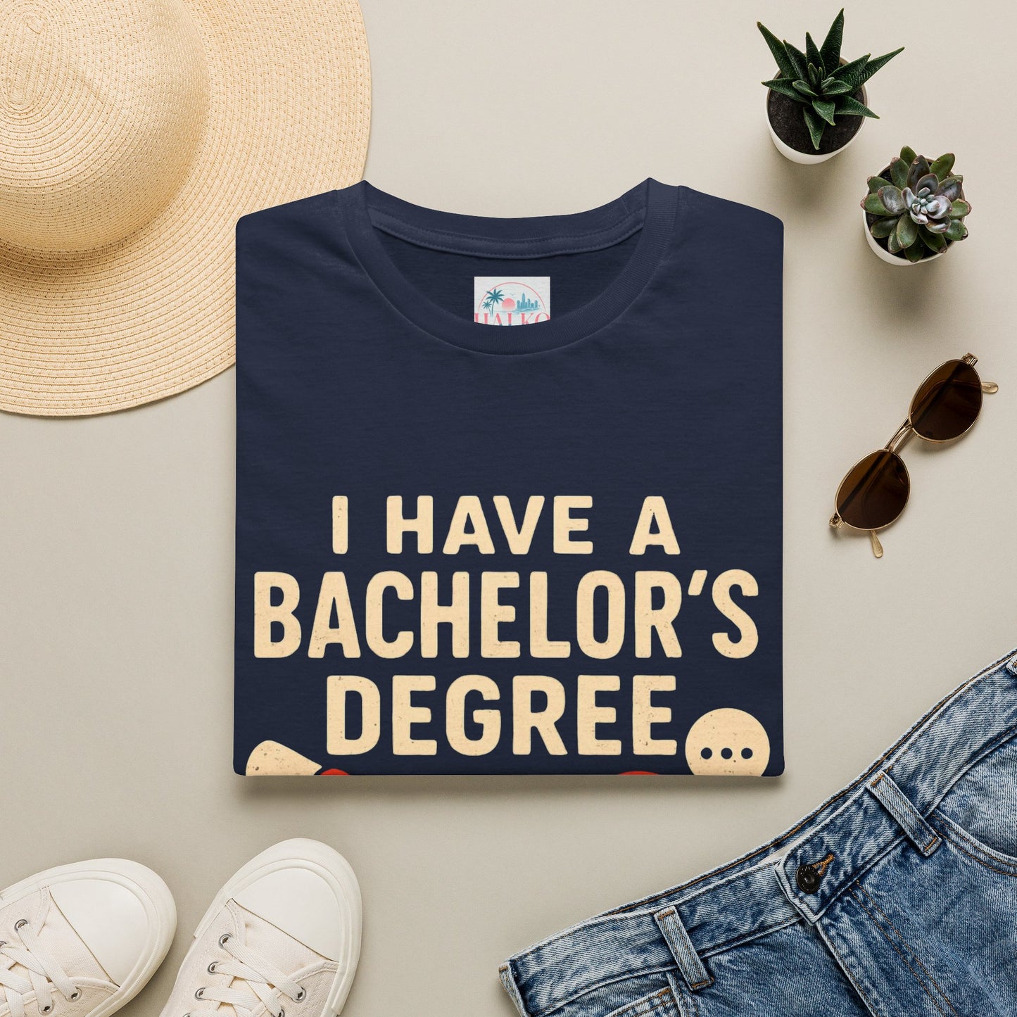 Bachelor's Degree T-Shirt — "I Have a Bachelor's Degree in Repeating Myself" Funny Graduation Tee