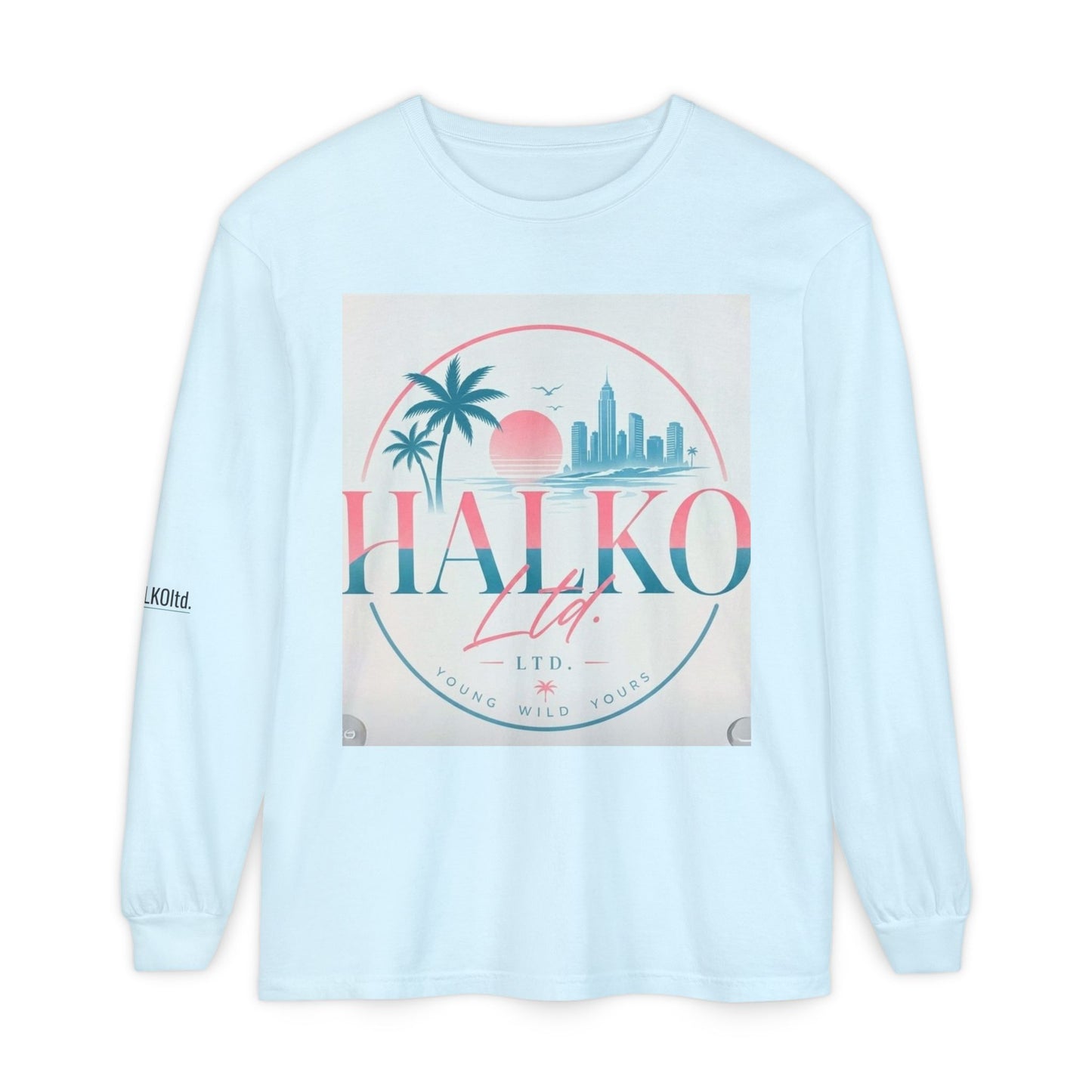 Retro Beach Graphic Long Sleeve T-Shirt — Halko LTD Coastal Sunset Design