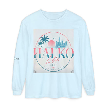 Retro Beach Graphic Long Sleeve T-Shirt — Halko LTD Coastal Sunset Design