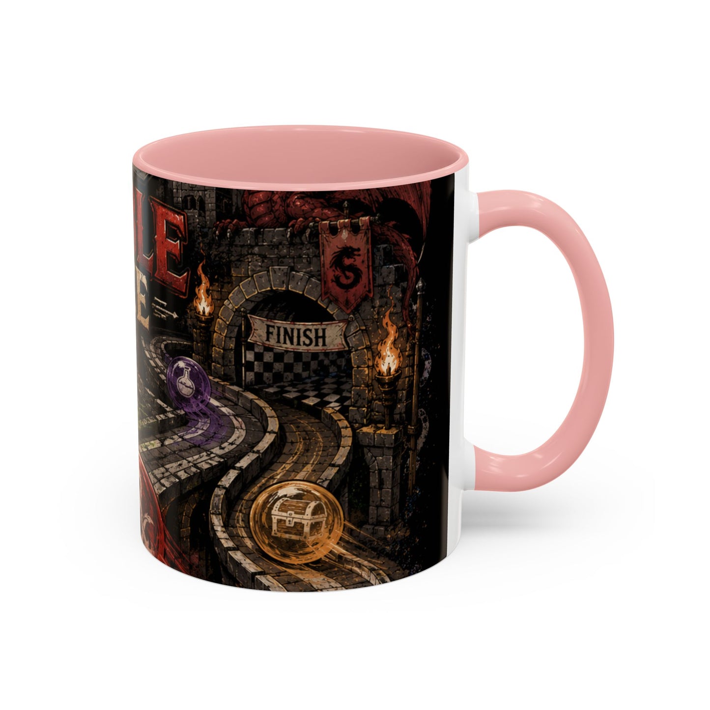 Marble Race Accent Coffee Mug — Vintage Board Game Racing Design (11/15oz)