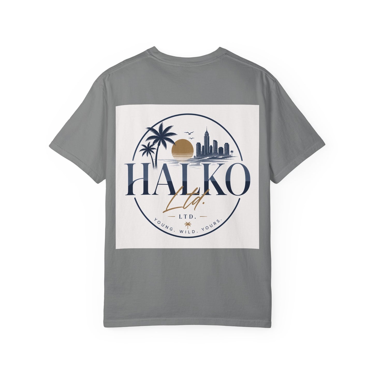 Halko Beach Logo T-Shirt — Sunset Palm Graphic Tee