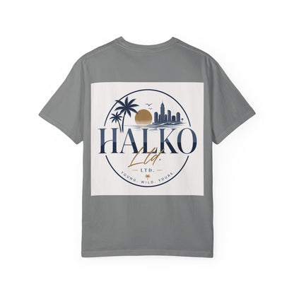 Halko Beach Logo T-Shirt — Sunset Palm Graphic Tee