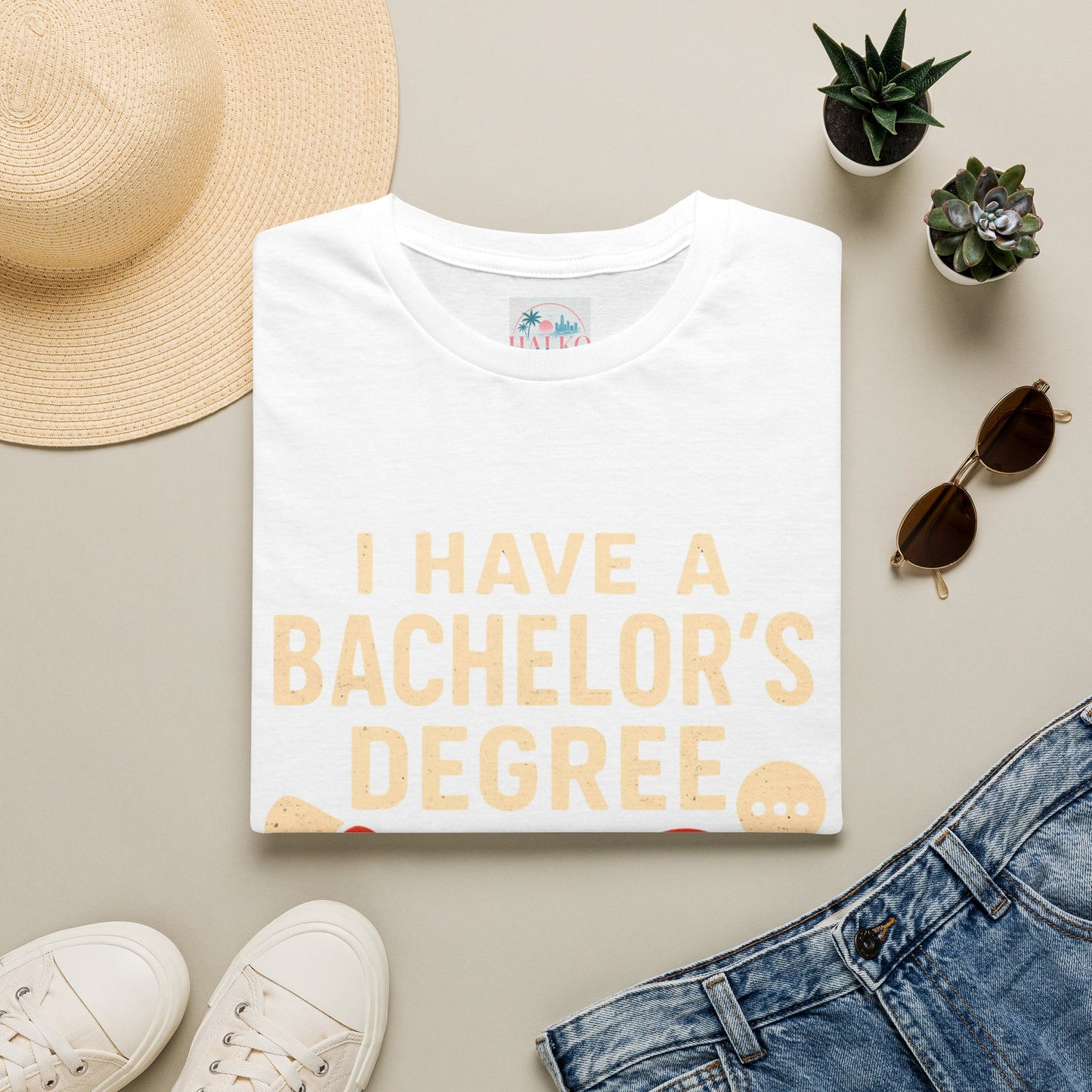 Bachelor's Degree T-Shirt — "I Have a Bachelor's Degree in Repeating Myself" Funny Graduation Tee