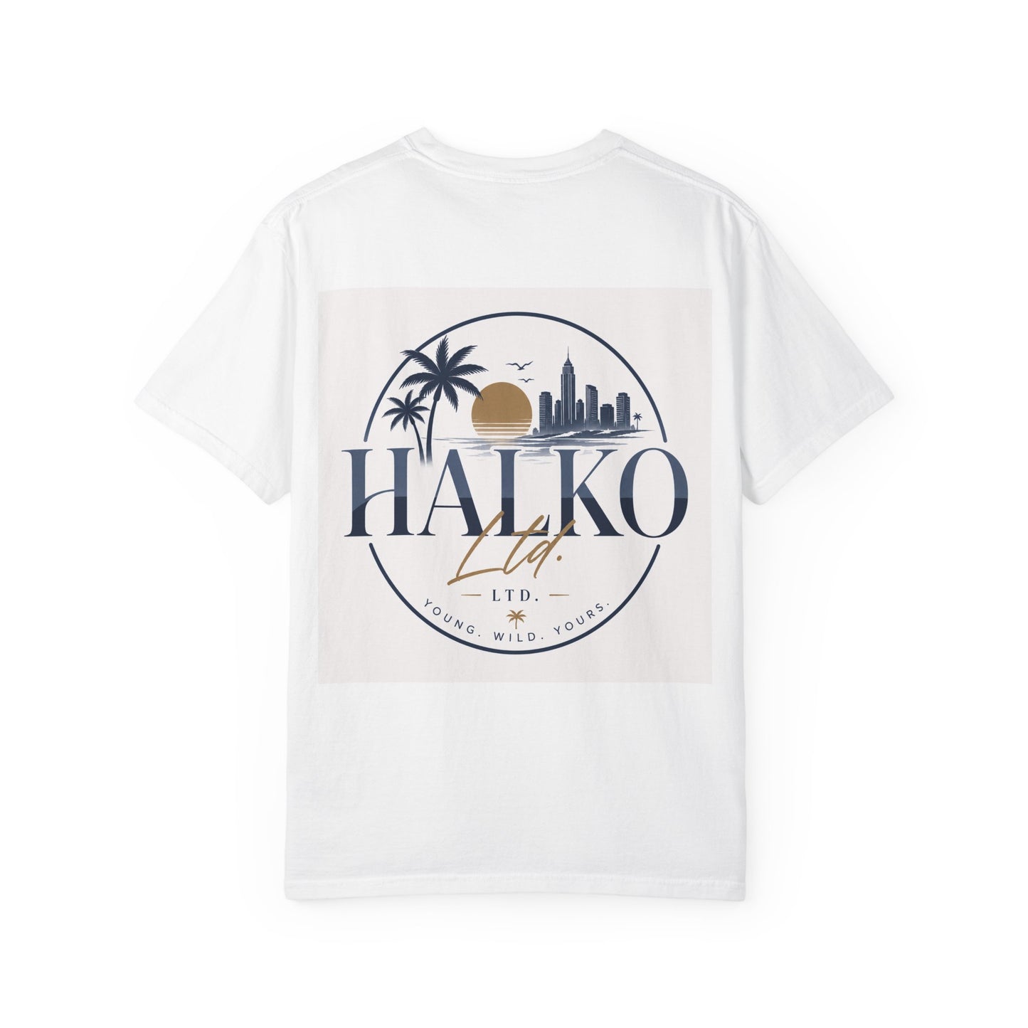Halko Beach Logo T-Shirt — Sunset Palm Graphic Tee