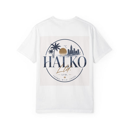 Halko Beach Logo T-Shirt — Sunset Palm Graphic Tee