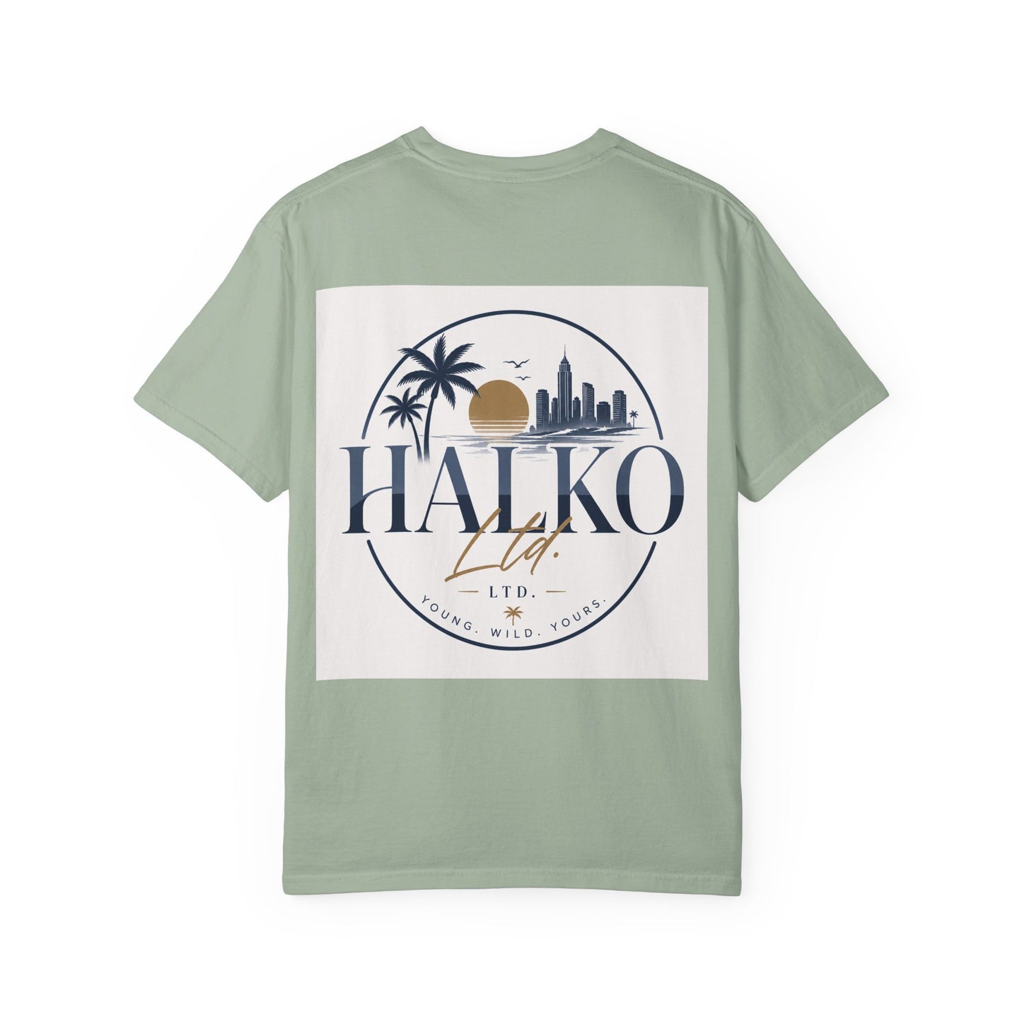 Halko Beach Logo T-Shirt — Sunset Palm Graphic Tee