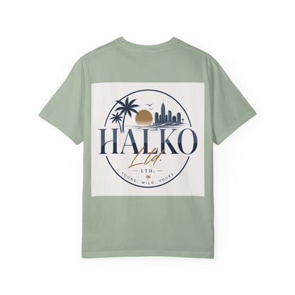 Halko Beach Logo T-Shirt — Sunset Palm Graphic Tee