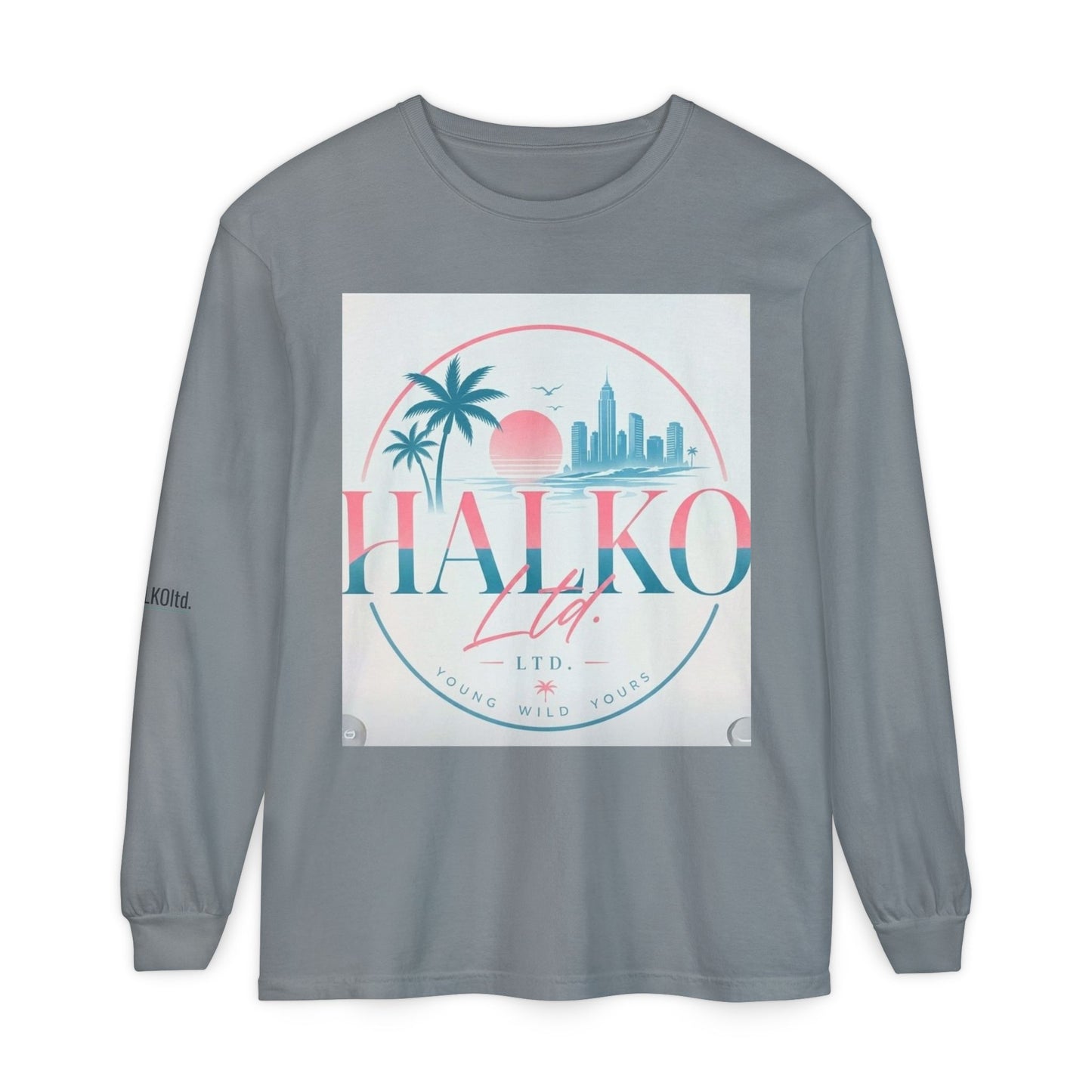 Retro Beach Graphic Long Sleeve T-Shirt — Halko LTD Coastal Sunset Design
