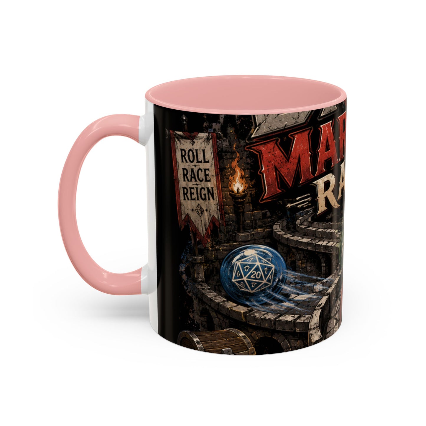 Marble Race Accent Coffee Mug — Vintage Board Game Racing Design (11/15oz)