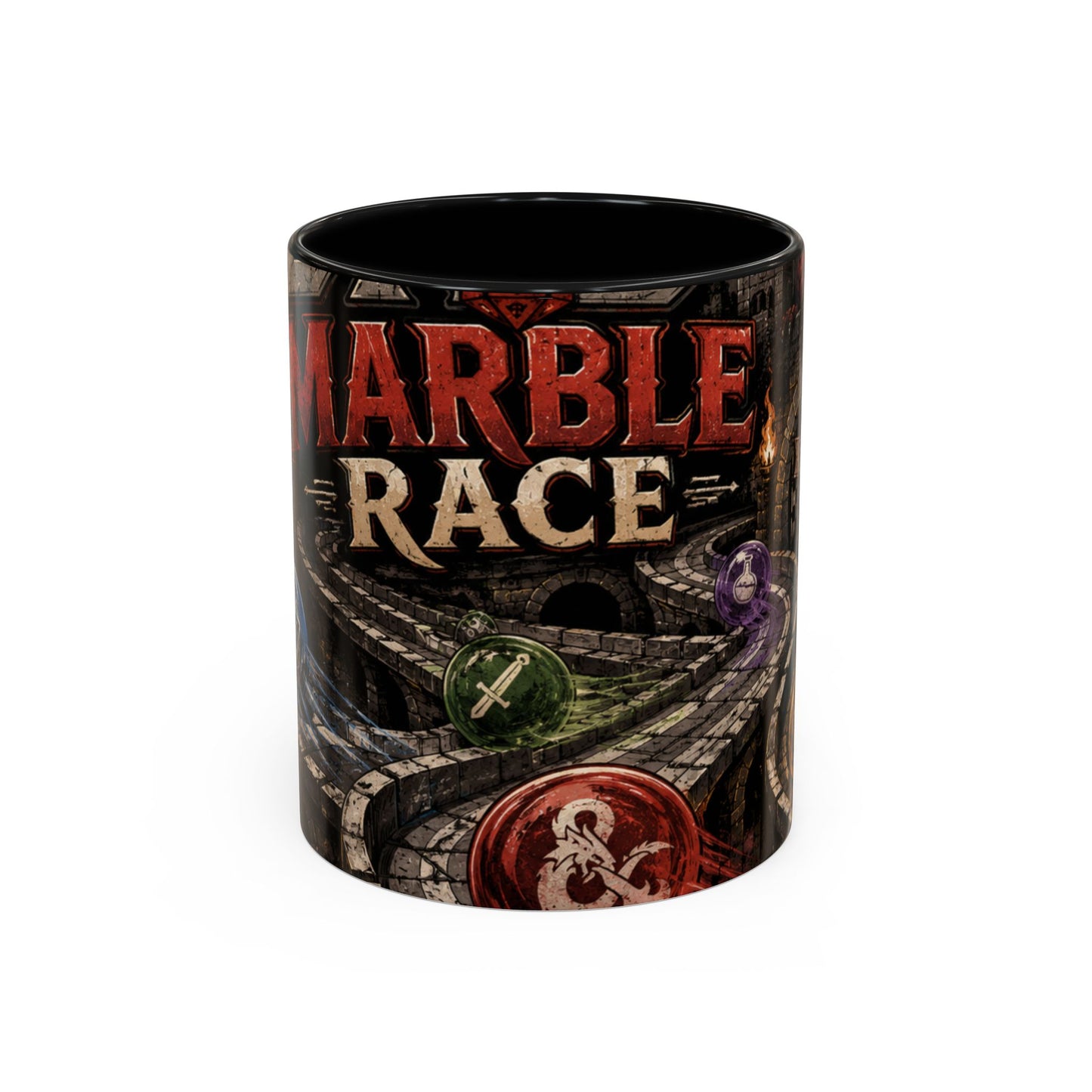 Marble Race Accent Coffee Mug — Vintage Board Game Racing Design (11/15oz)