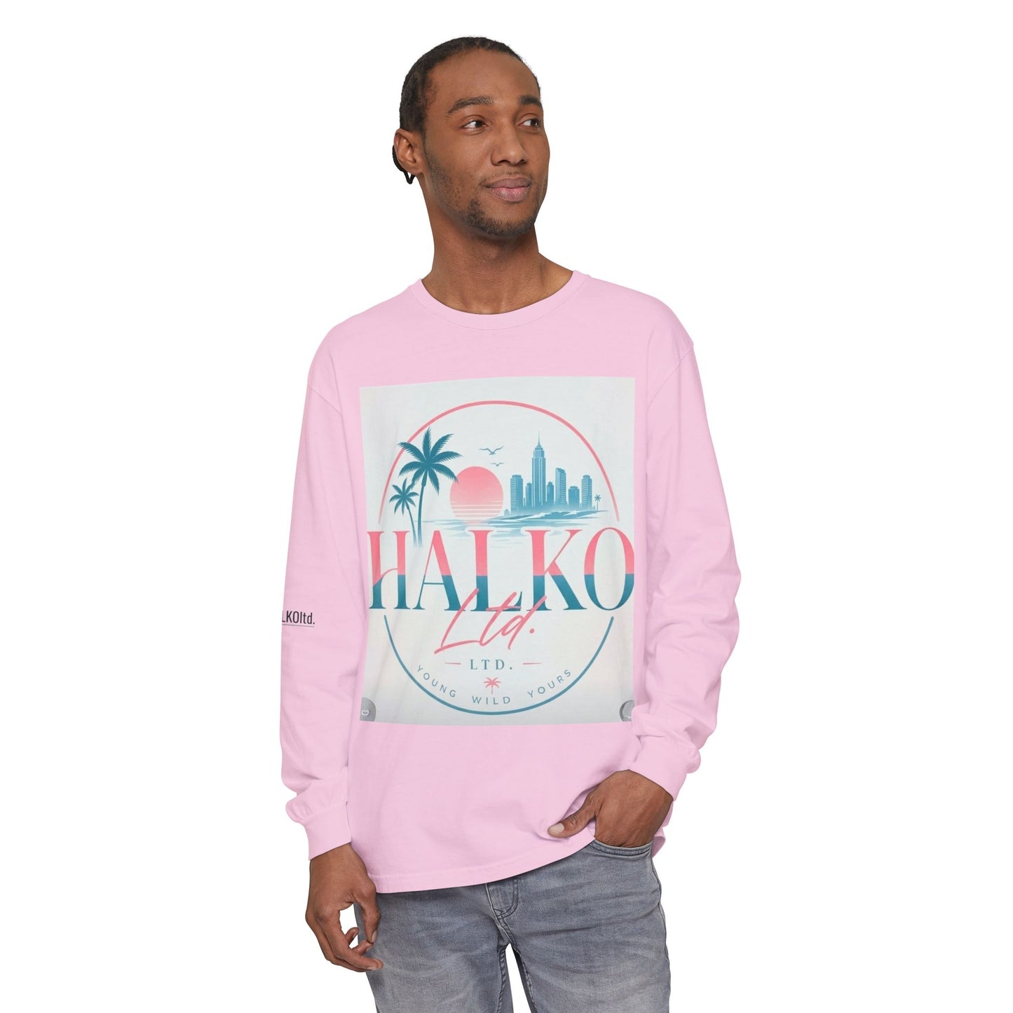 Retro Beach Graphic Long Sleeve T-Shirt — Halko LTD Coastal Sunset Design