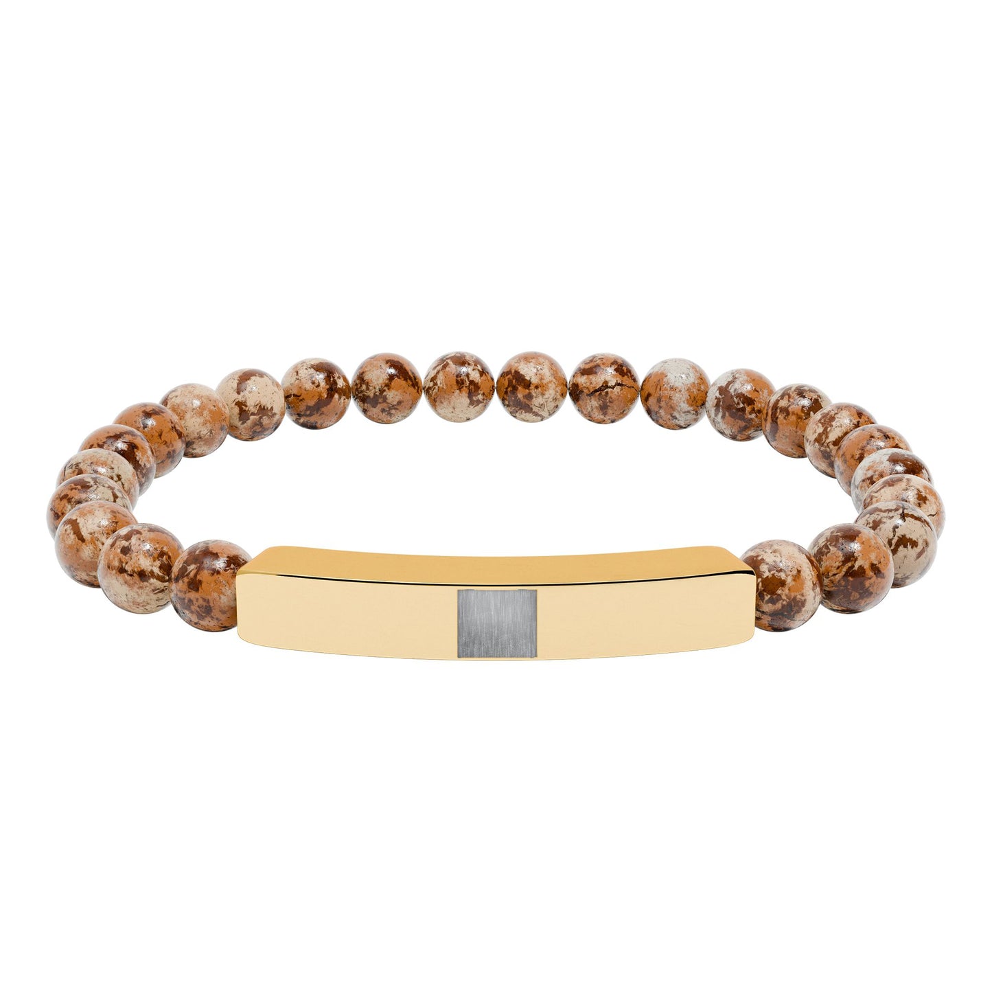 Engravable Natural Stone Stretch Bracelet — Beaded Bar Bracelet (Custom Engraving)